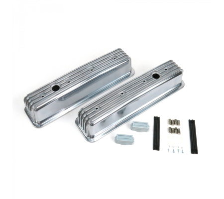 Vintage Center Bolt Tall Finned Valve Covers w/ Breather Holes~Small Block Chevy
