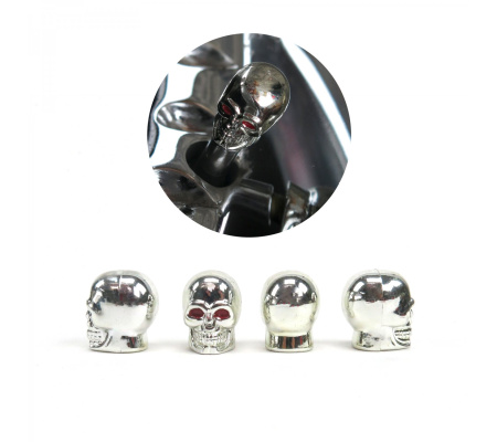 Set of 4 Chrome Skull Valve Caps