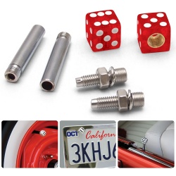 Clear Red with Sparkle Dice 2 Valve Cap, Door Plunger, Plate Bolt Combo Kit