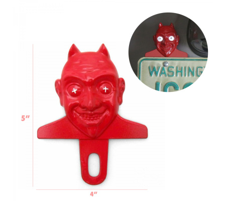 El Diablo Devil License Plate Topper - Cast Metal Painted Details