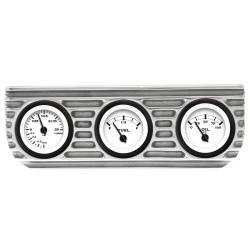 Vintage Finned 3 Gauge Bezel Mount w/ Aurora Boost, Fuel and Oil Gauges