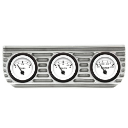 Vintage Finned 3 Gauge Bezel Mount w/ Aurora Fuel, Volt and Water Gauges