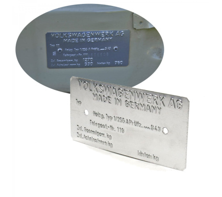 1965-1973 Reproduction VW Volkswagen VIN Name Plate