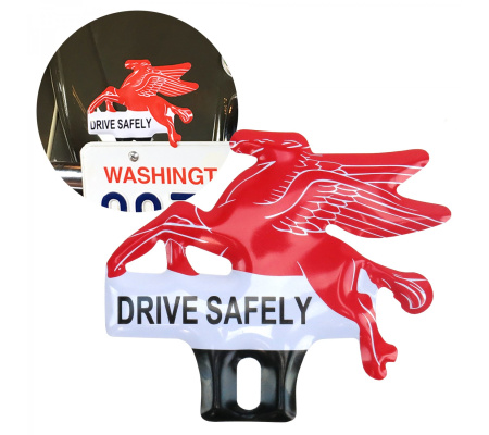 Mobil Flying Horse Pegasus License Plate Topper