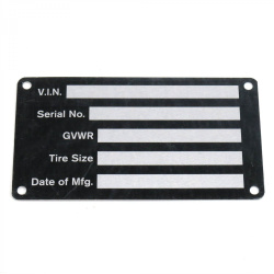 VIN Plate for Trailers, Trucks and Equipment