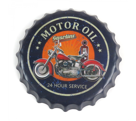 Motor Oil Gasoline Service Bottle Cap Display Sign - Baked Enamel
