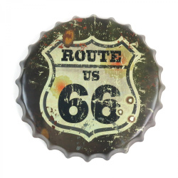 Route 66 Bottle Cap Display Sign - Baked Enamel
