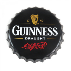 Guinness Draught Beer Bottle Cap Display Sign - Baked Enamel