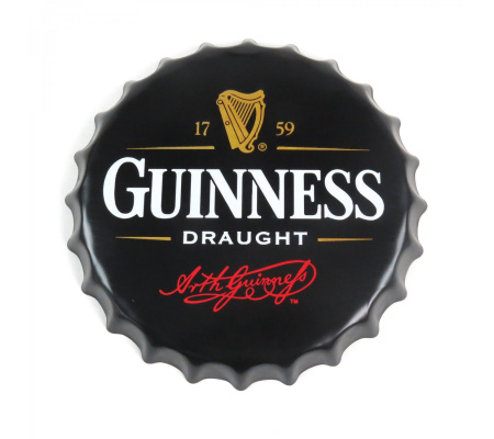 Guinness Draught Beer Bottle Cap Display Sign - Baked Enamel