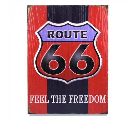 Route 66 Feel The Freedom Wooden Sign