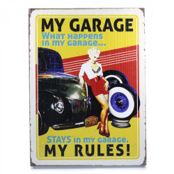 My Garage My Rules - What Happens In My Garage Wooden Sign