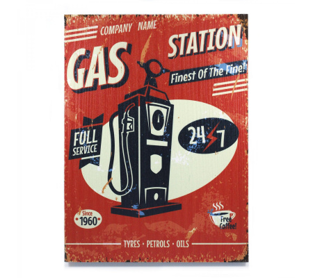 Retro Gas Station Wooden Sign