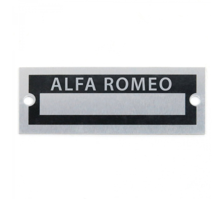 Blank Data Vin Plate - Alfa Romeo