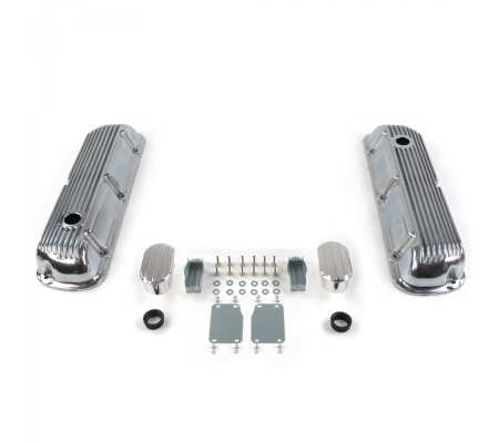 Vintage Finned Valve Covers w/ Breathers (No PCV)~Small Block Ford 289-351