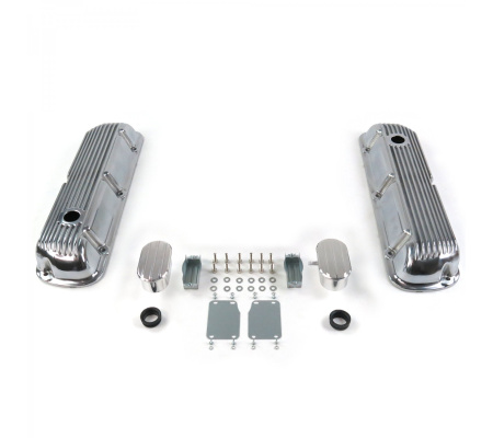 Vintage Finned Valve Covers w/ Breathers (PCV)~Small Block Ford 289-351