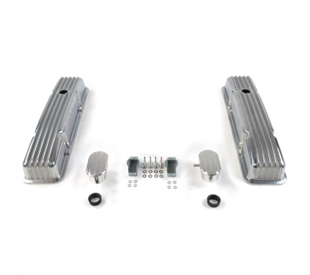 Vintage Short Finned Valve Covers w/ Breathers (PCV) Small Block Chevy