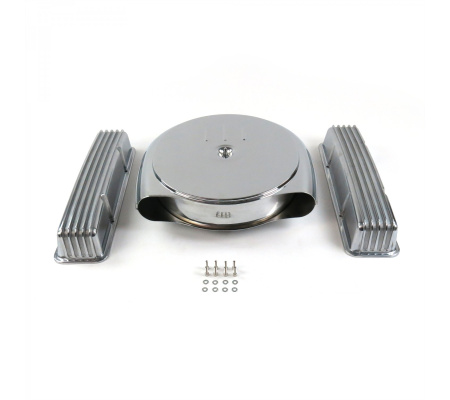 SBC Chr Caddy AC/Tall Finned Engine Dress Up kit~w/o Breather Holes