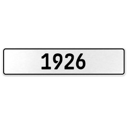 1926 Year  - White Aluminum Street Sign Mancave Euro Plate Name Door Sign Wall