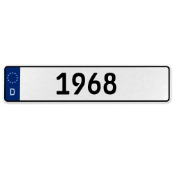 1968 Year  - White Aluminum Street Sign Mancave Euro Plate Name Door Sign Wall