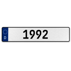 1992 Year  - White Aluminum Street Sign Mancave Euro Plate Name Door Sign Wall