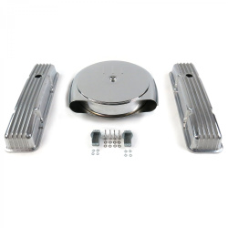 SBC Chr Caddy AC/Tall Finned Engine Dress Up kit~Holes No Breathers