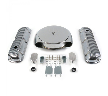 SBF Chr Caddy AC/Finned Engine Dress Up kit~w/ Breathers (No PCV) 289-351