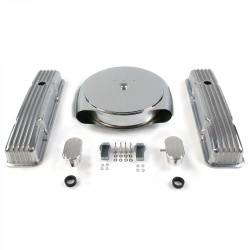 SBC Chr Caddy AC/Tall Finned Engine Dress Up kit~w/ Breathers (PCV)