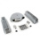 SBC Chr Caddy AC/Tall Center Bolt Finned Engine Dress Up kit~w/ Breathers (PCV)