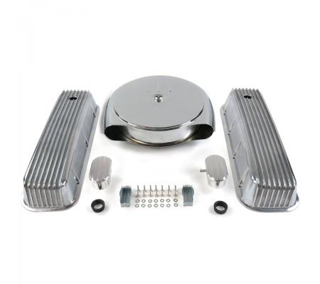 BBC Chr Caddy AC/Finned Engine Dress Up kit~w/ Breathers (PCV)