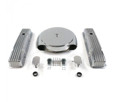 SBC Chr Caddy AC/Short Finned Engine Dress Up Kit With Breathers (PCV)