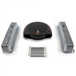 SBC PS Caddy AC/Tall Center bolt Finned Engine Dress Up kit~Holes No Breathers
