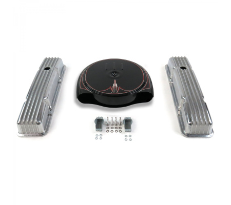 SBC PS Caddy AC/Tall Finned Engine Dress Up kit~Holes No Breathers
