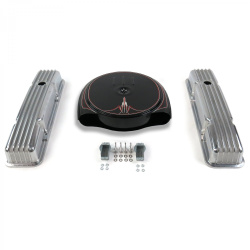 SBC PS Caddy AC/Short Finned Engine Dress Up kit~Holes No Breathers