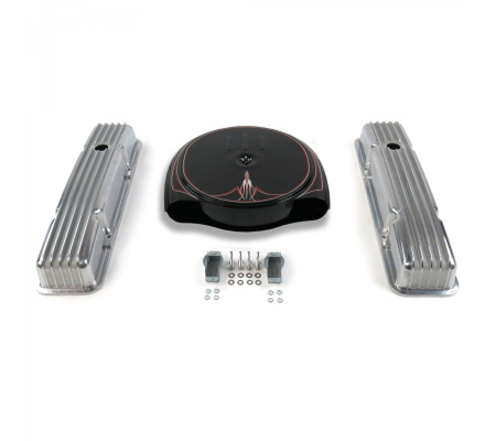 SBC PS Caddy AC/Short Finned Engine Dress Up kit~Holes No Breathers