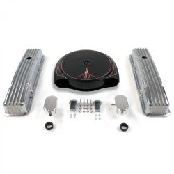 SBC PS Caddy AC/Tall Finned Engine Dress Up kit~w/ Breathers (PCV)