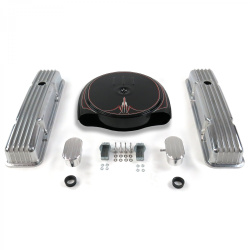 SBC PS Caddy AC/Short Finned Engine Dress Up kit~w/ Breathers (PCV)