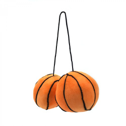 Fuzzy Hanging Rearview Mirror Basketballs - Pair