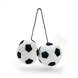 Fuzzy Hanging Rearview Mirror Soccer Balls - Pair