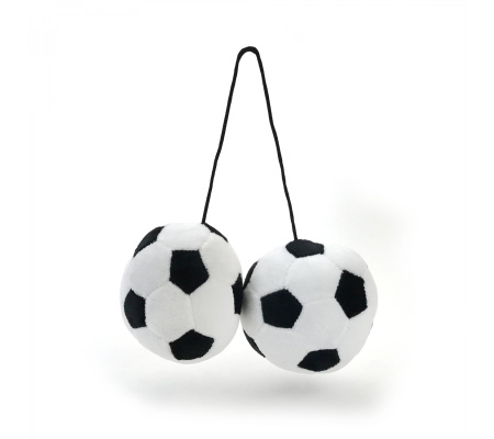Fuzzy Hanging Rearview Mirror Soccer Balls - Pair