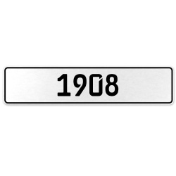 1908 Year  - White Aluminum Street Sign Mancave Euro Plate Name Door Sign Wall