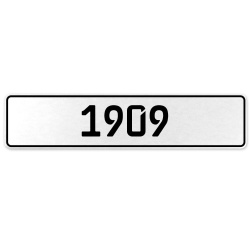 1909 Year  - White Aluminum Street Sign Mancave Euro Plate Name Door Sign Wall
