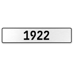 1922 Year  - White Aluminum Street Sign Mancave Euro Plate Name Door Sign Wall