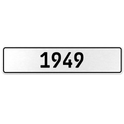1949 Year  - White Aluminum Street Sign Mancave Euro Plate Name Door Sign Wall