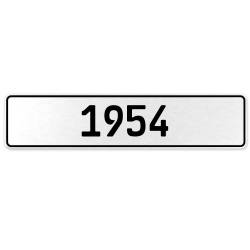 1954 Year  - White Aluminum Street Sign Mancave Euro Plate Name Door Sign Wall