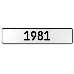 1981 Year  - White Aluminum Street Sign Mancave Euro Plate Name Door Sign Wall