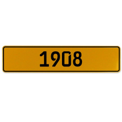 1908 Year  - Yellow Aluminum Street Sign Mancave Euro Plate Name Door Sign Wall