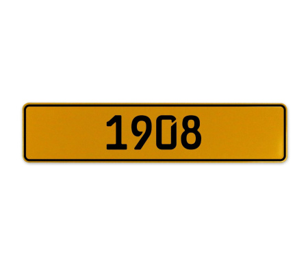 1908 Year  - Yellow Aluminum Street Sign Mancave Euro Plate Name Door Sign Wall
