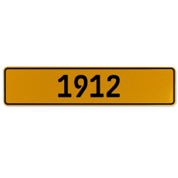 1912 Year  - Yellow Aluminum Street Sign Mancave Euro Plate Name Door Sign Wall