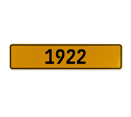 1922 Year  - Yellow Aluminum Street Sign Mancave Euro Plate Name Door Sign Wall