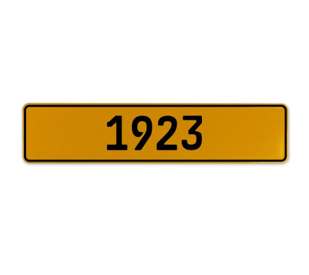 1923 Year  - Yellow Aluminum Street Sign Mancave Euro Plate Name Door Sign Wall
